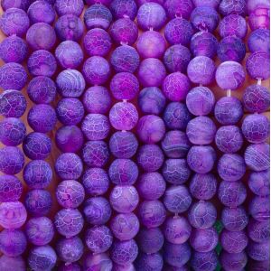 Purple Weathered Agate Loose Bead Strands Semi Precious Stone Matt Frosted Cracked Agate for DIY Jewelry Making