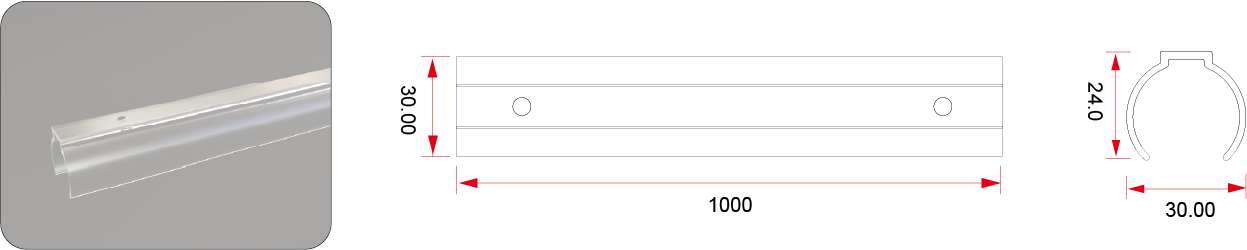 Transparent Mounting Plastic Channel for round neon LED flex strip light