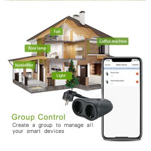 Tuya Wifi Control Wifi Smart Power Socket Electrical Plug EU 15A With 2 AC