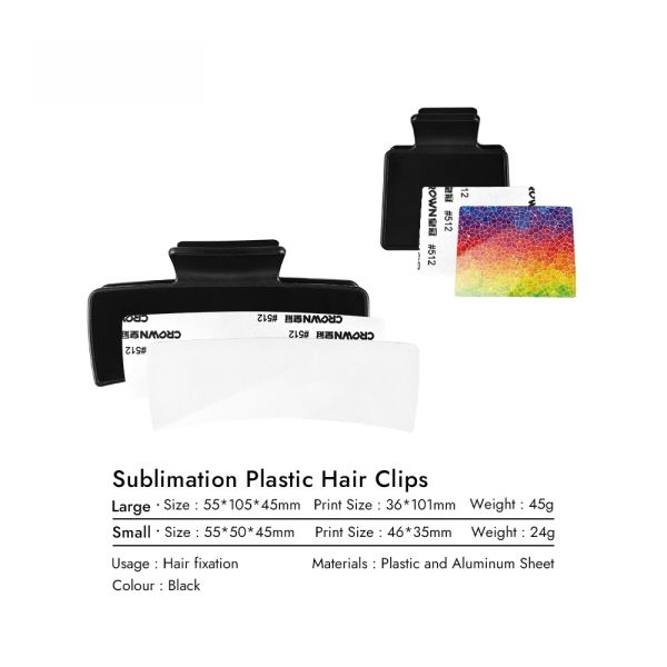 Blank Plastic Sublimation Hair Clips Double-Sided personalized Hair Claw Clip With Aluminum Sheet