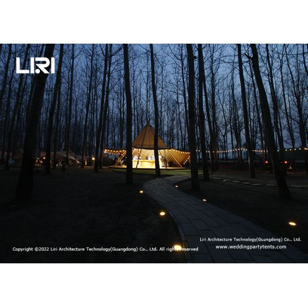 20 / 40 / 72 Seats Wood Pole Withstand Hat Tipi Tents For Wedding Events