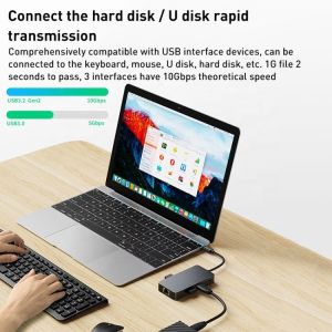 8-In-1 Multiport Adapter USB-C Hub With HDMI 3 USB3.0 RJ45 And PD Output 5-8