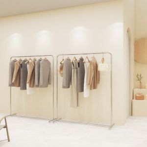 Iron Free Standing Clothes Rack , Polished TGL Clothing Display Rack