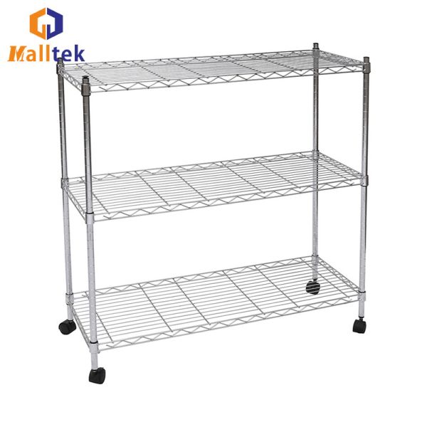 Buy Customized Chrome Plated 3 Layers Stainless Steel Wire Shelf Adjustable For Kitchen at wholesale prices