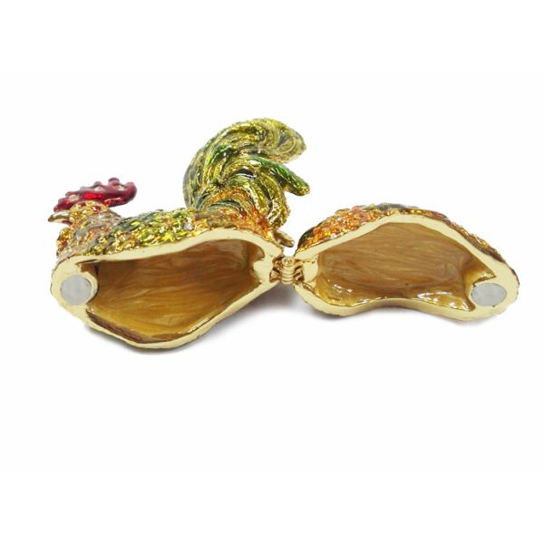 Rooster chicken jeweled trinket box with diamond for gift jewelry box