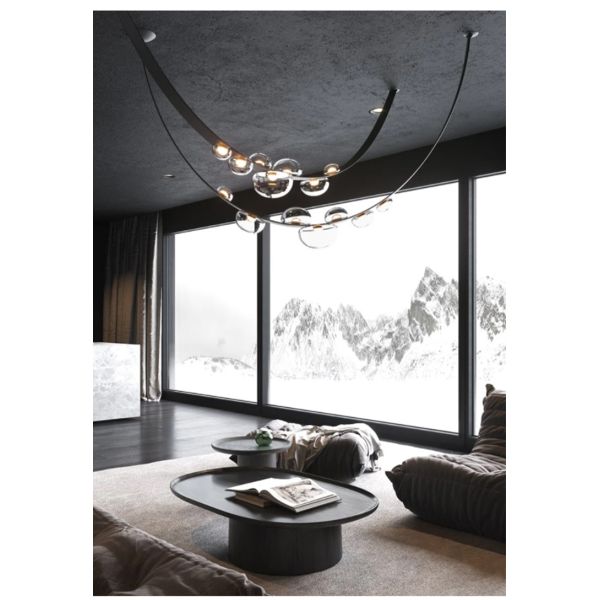 Modern Black Leather Chandelier for Living Room Hall Villa Home Long Chandelier(WH-MI-401)