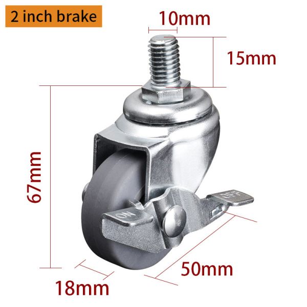 EDL Mini Caster Wheels 2inch 30Kg TPE by Swivel and Brake Silent Movement