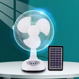 18W Solar Rechargeable Fan Solar AC DC Fan With Led Light For Home