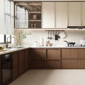 Antique Style Wood Grain Complete Solid Wood Kitchen Cabinet Sets Kitchen