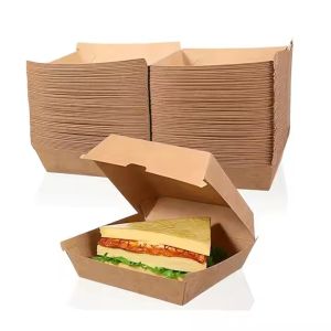 Quality Customized Fast Food Takeout Box Biodegradable and Featuring Customer's Logo for Hamburge for sale