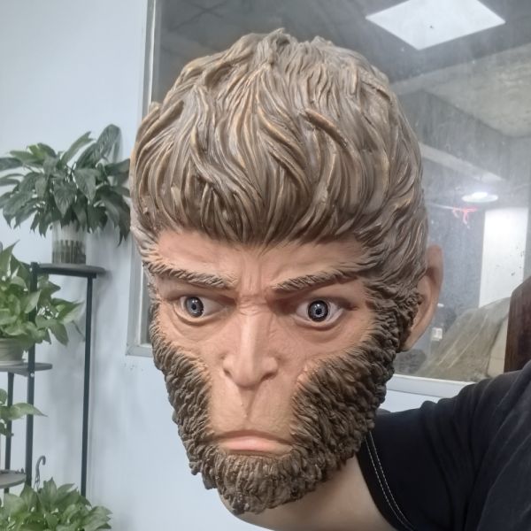 Patygr Professional Hyper-Realistic Brown Ape Mask - Handcrafted Mythical Monkey Warrior SFX Headgear for Cosplay & Film