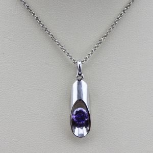 925 Silver 6mm Blue Topaz Cubic Zirconia Drop Pendant (YAQA1003)