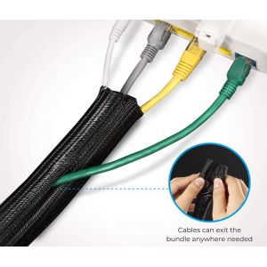 50mm Polyester Self Wrapping Split Braided Sleeving Flame Retardant