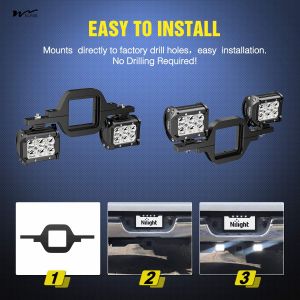 2 Pcs 4-inch 60W LED Pods with 2-inch Trailer Hitch Mounting Bracket for Spare