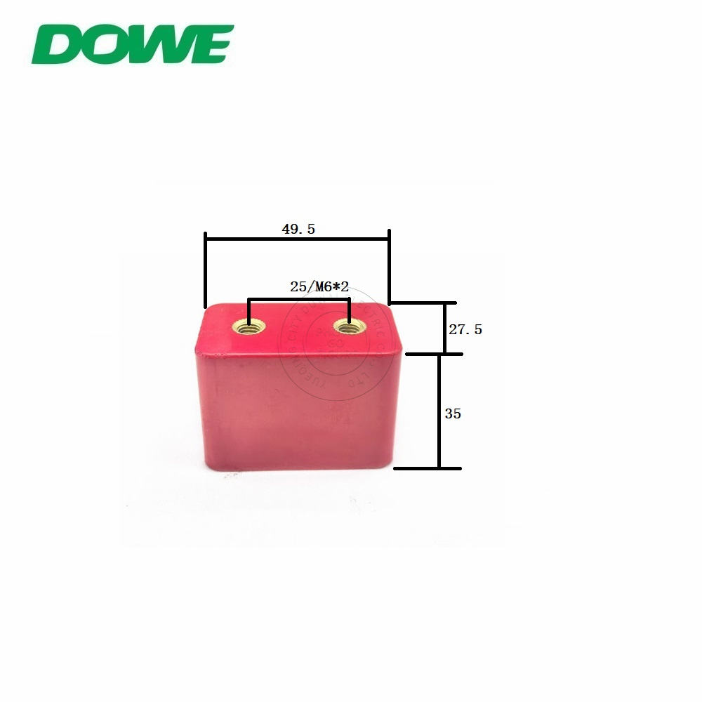 DF35*50 Composite Square Insulator Blok/Okken Switchgear Insulator Double Hole Tighten Insulation Part M6*2