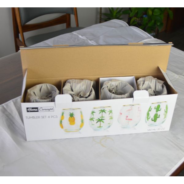 Hand Painted Gold Rim Wine Glass Tumbler With Color Decal