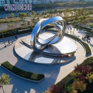 Abstract Stainless Steel Ring Sculpture of Modern City Street Architecture