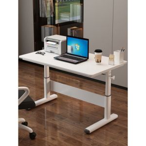 PANEL Wood Style Hand Crank Height Adjustable Computer Gaming Desk for Living