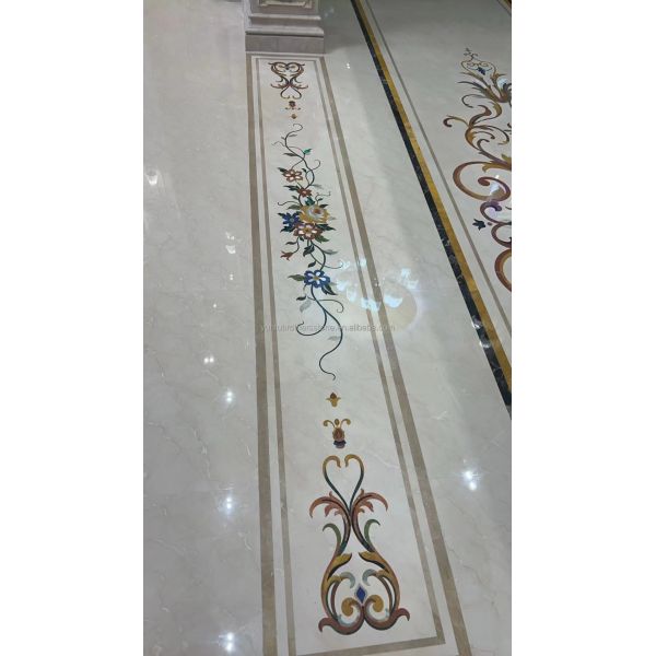 Customized Cut-To-Size Water Jet Marble Inlay Medallion for Modern Villa and Hotel