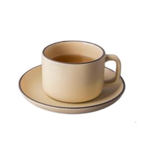 Solid Color Rim Ceramic Coffee Mug Set Of 6 With 250ml Volume And Porcelain