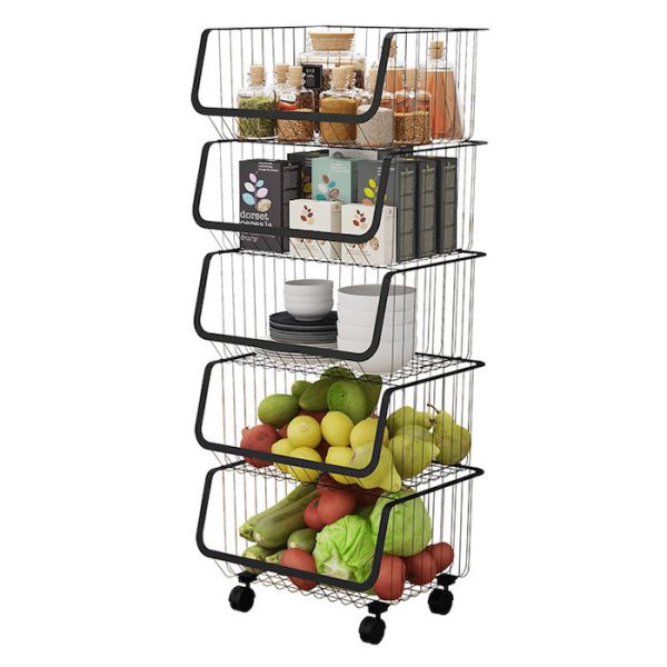OEM Black Removable Stainless Steel Kitchenwares MultiLayer Vegetable Shelving