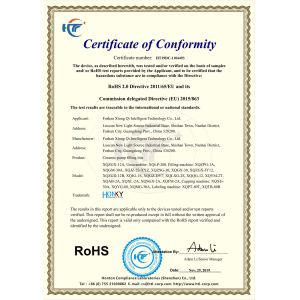 Foshan Xiong Qi Intelligent Technology Co., Ltd. Certifications
