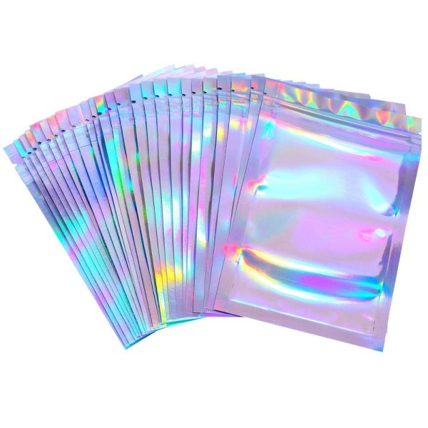 Buy Glossy Holographic Laser Film Food Packing Pouches With Zipper at wholesale prices
