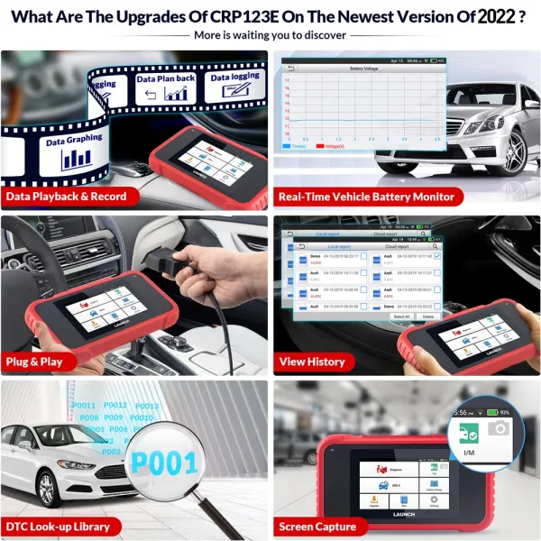 2024 New- LAUNCH X431 CRP123E V2.0 Car OBD2 Diagnostic Tools Auto OBD Scanner ABS SRS Engine AT+ 7 Reset Service Free Up