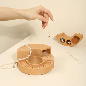 Personalized Jewelry Box Rotating Jewelry organizer Wooden Earrings Holder