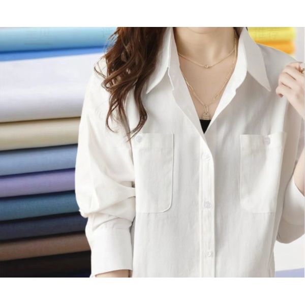 School Uniform White Poplin Fabric 65% Polyester 35% Cotton Wrinkle Resistant