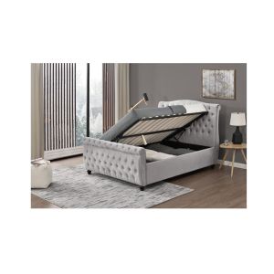 Full Size Upholstered Headboard Platform Bed Frame Light Gray OEM ODM