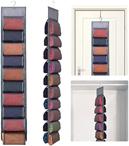 Legging Storage Organizer For Closet, Hanging Closet Organizer System, Grey Clothes Closets Holder With 20 Roll