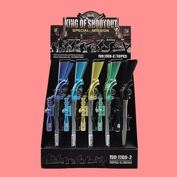 Gel-Ink Toy Gun Shape Writing Pens for Stationery 0.38mm Black Ink 240M Writing Length