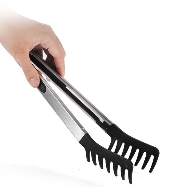 Buy 12 Inch Household Stainless Steel Food Clip, Barbecue Clip, Silver High Temperature Resistant Non-Slip Special Clip at wholesale prices