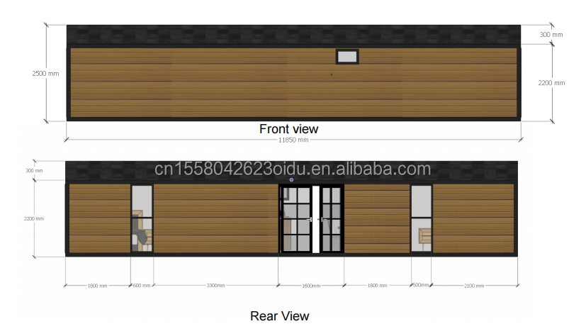 Galvanized Steel Bending 180g and Aluminum Alloy Windows 40ft Modern Design Prefabricated Wooden Container House for Hotel Shop