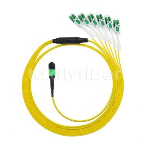 12F MPO-6x LC APC DX Uniboot SM Fiber Optic Patch Cord with Nickel Sleeve 3.0mm