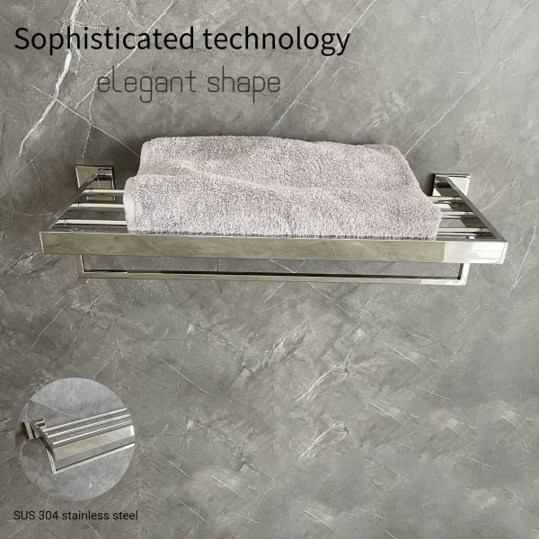 SUS304 Bathroom Towel Racks Concealed Hotel Shower Shelf Polished