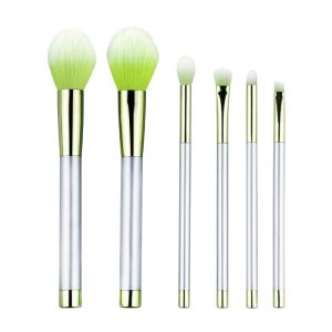 Essential 6 Piece Makeup Brush Set Green Bristles Plastic Handle