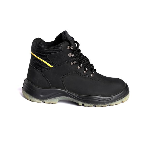 Black Men'S Industrial Steel Toe Safety Shoes Anti Puncture PU Outsole Leather Footwear Acid Proof