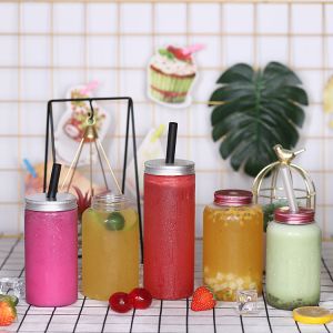 Customizable Clear Plastic Milk Tea Bottles With Screw On Lid And Insulation