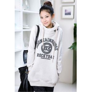 Girls / Ladies Hooded Sweatshirts , Black / Yellow / White Cotton