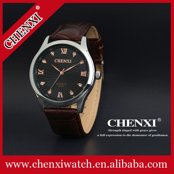 Buy L013AG Gold Watches Quartz Stainless Steel Case Pointer Analog Watch Black Wine Top Quality Genuine Leather Watches Man at wholesale prices