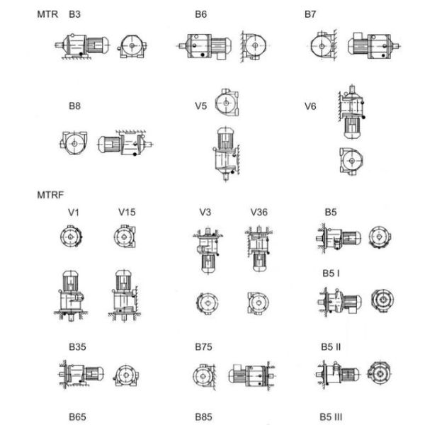 MTR Serial Helical Bevel Geared Motor Transmission Industrial Helical Gearbox With Motor
