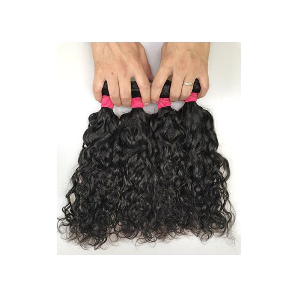 100% Virgin Peruvian Water Wave Human Hair With Closure Undyed Color
