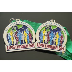 Matt Silver Plating Custom Sports Medals / Upstander 5K Medal