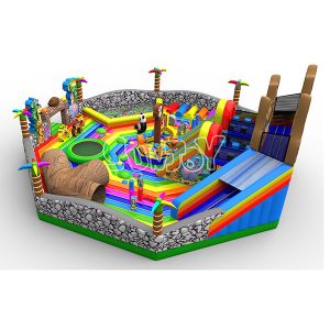 Zoo Theme Inflatable Playground Jumping Bouncy Castle With Slide