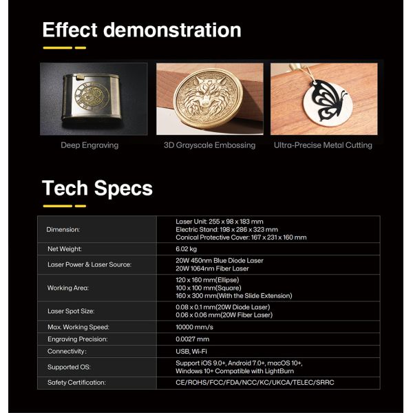 Portable Laser Engraving Machine 20W Fiber Diode Laser Engraver For Cutting