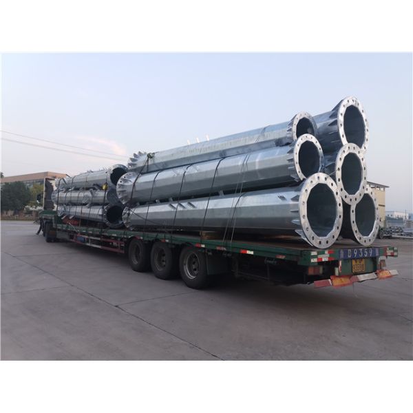 Bitumen Steel Conical Polygonal Electrical Metal Power Poles Hot Dip Galvanized