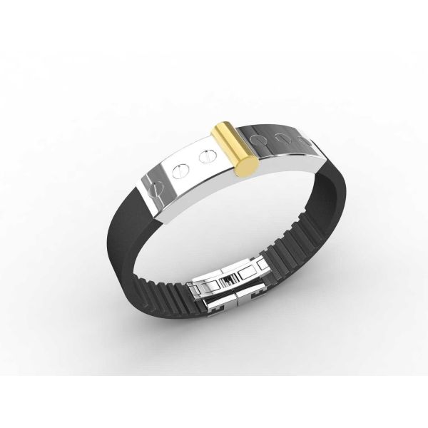 Top Quality Europe Fashion Stainless Steel Genuine Leather Silicone Bangle