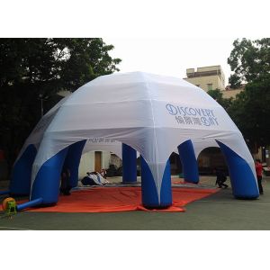 White / Blue Inflatable Camping Tent 10mL X 10mW X 6mH Inflatable Event Tent PVC